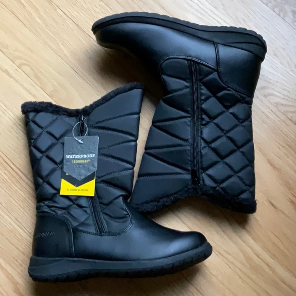 🖤NWT Khombu warm winter boots faux fur lined rubber soles Mid calf dual zippers